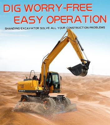 SD160W Wheel Digger Mini Excavators Backhoe Wheeled Excavator