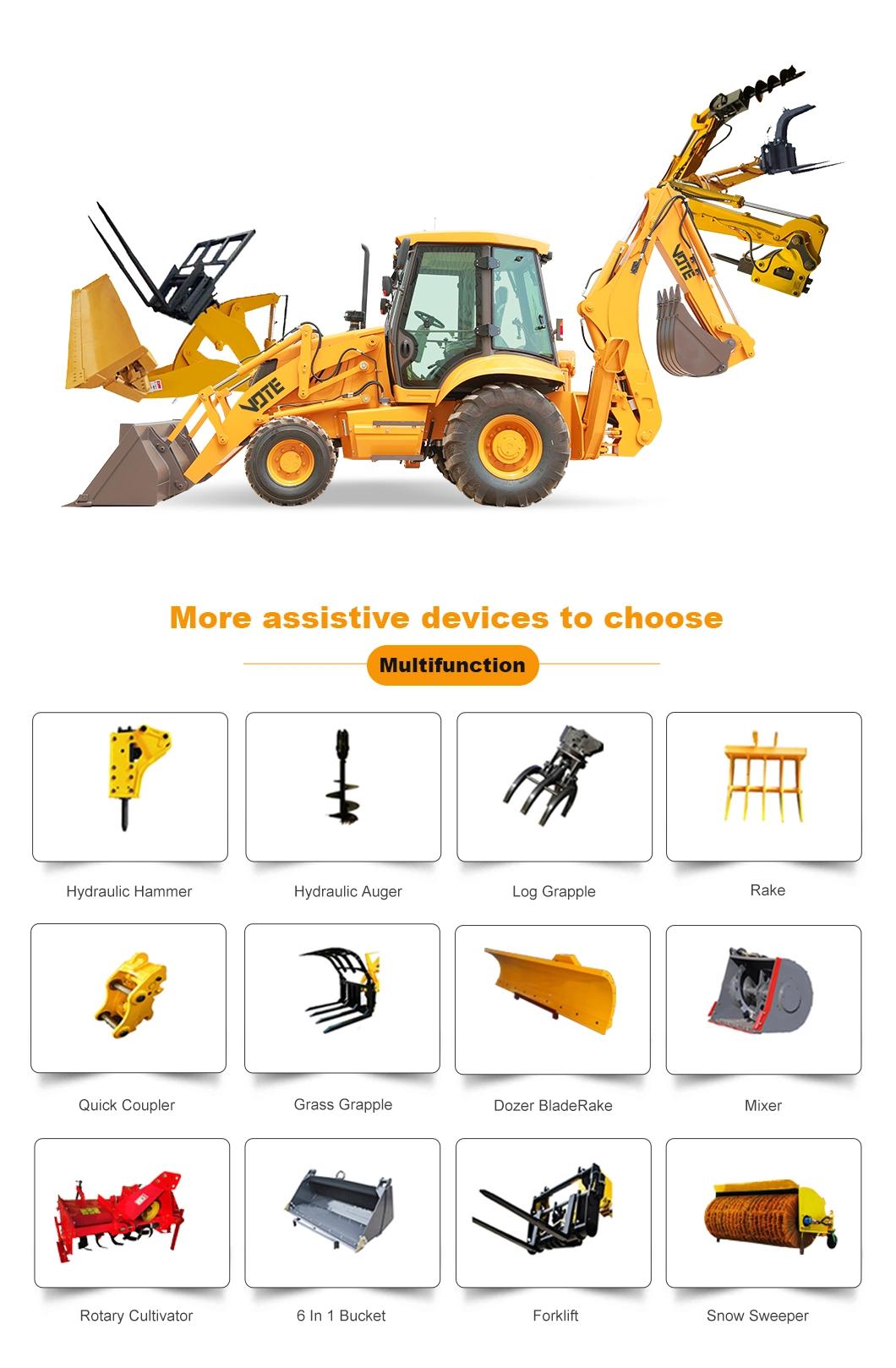 Chinese Manufacturer 2.5 Ton 2500kg Small Backhoe Loader 4X4 Mini Loader Backhoe with 0.3m3 Bucket Capacity