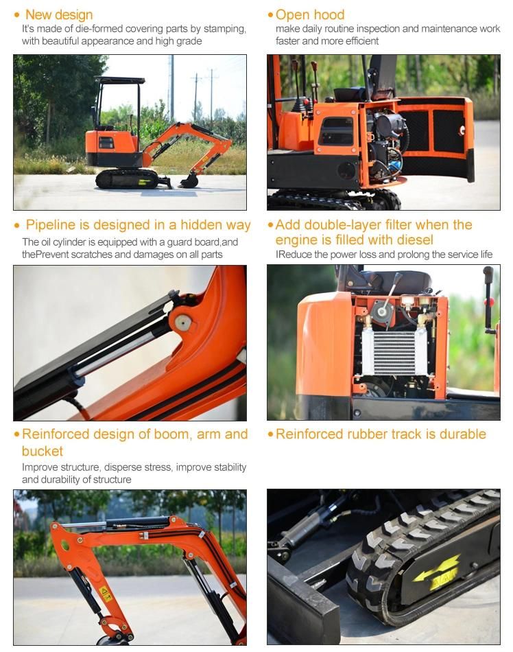 China High Standard 1.5 T Small Backhoe Digger Fw15D Mini Hydraulic Pump Rubber Crawler Track Excavators Cheap Price for Sale