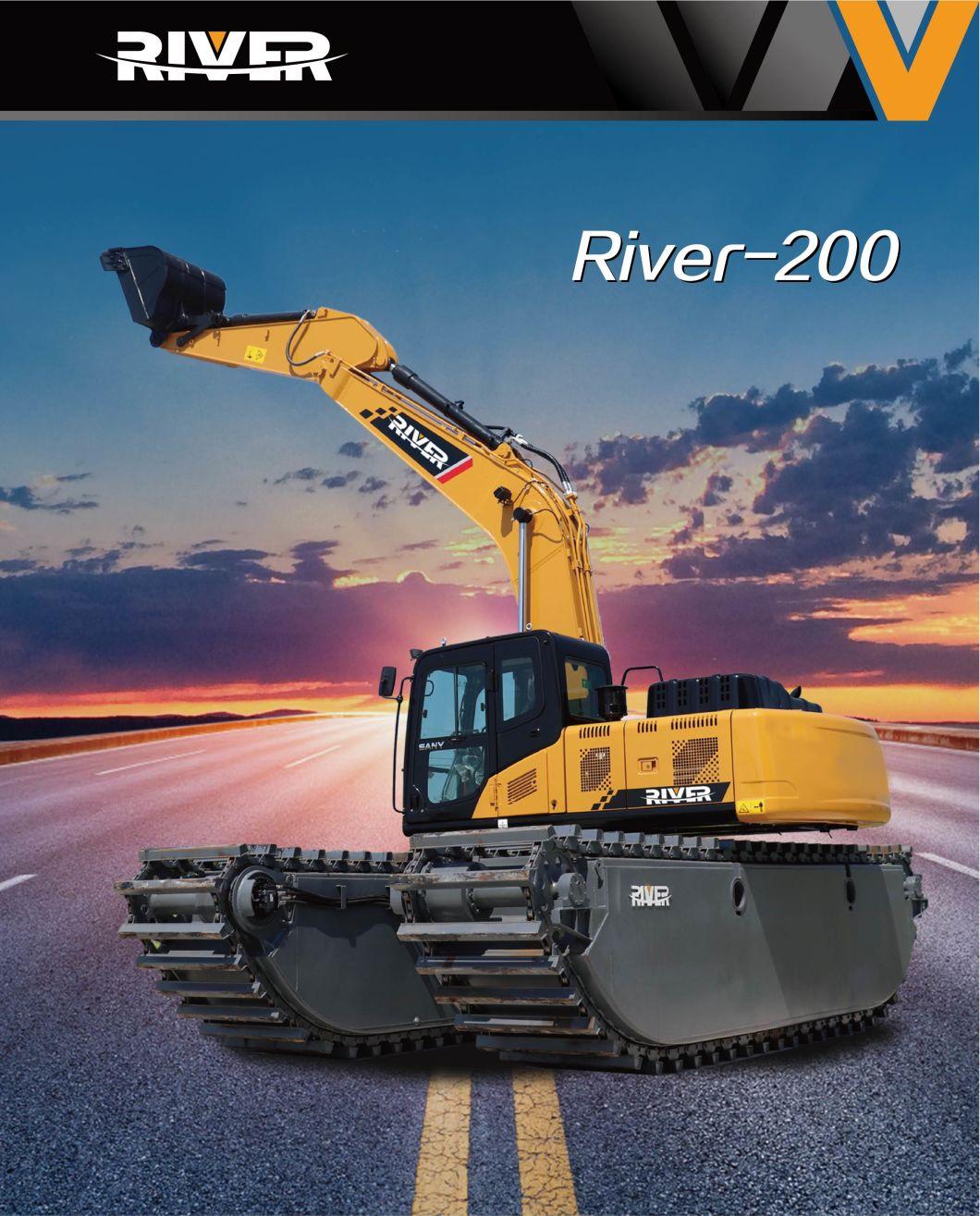 Best Quality Second Hand 320c Swamp Buggy Amphibious Excavator with New Pontoon Undercarriage