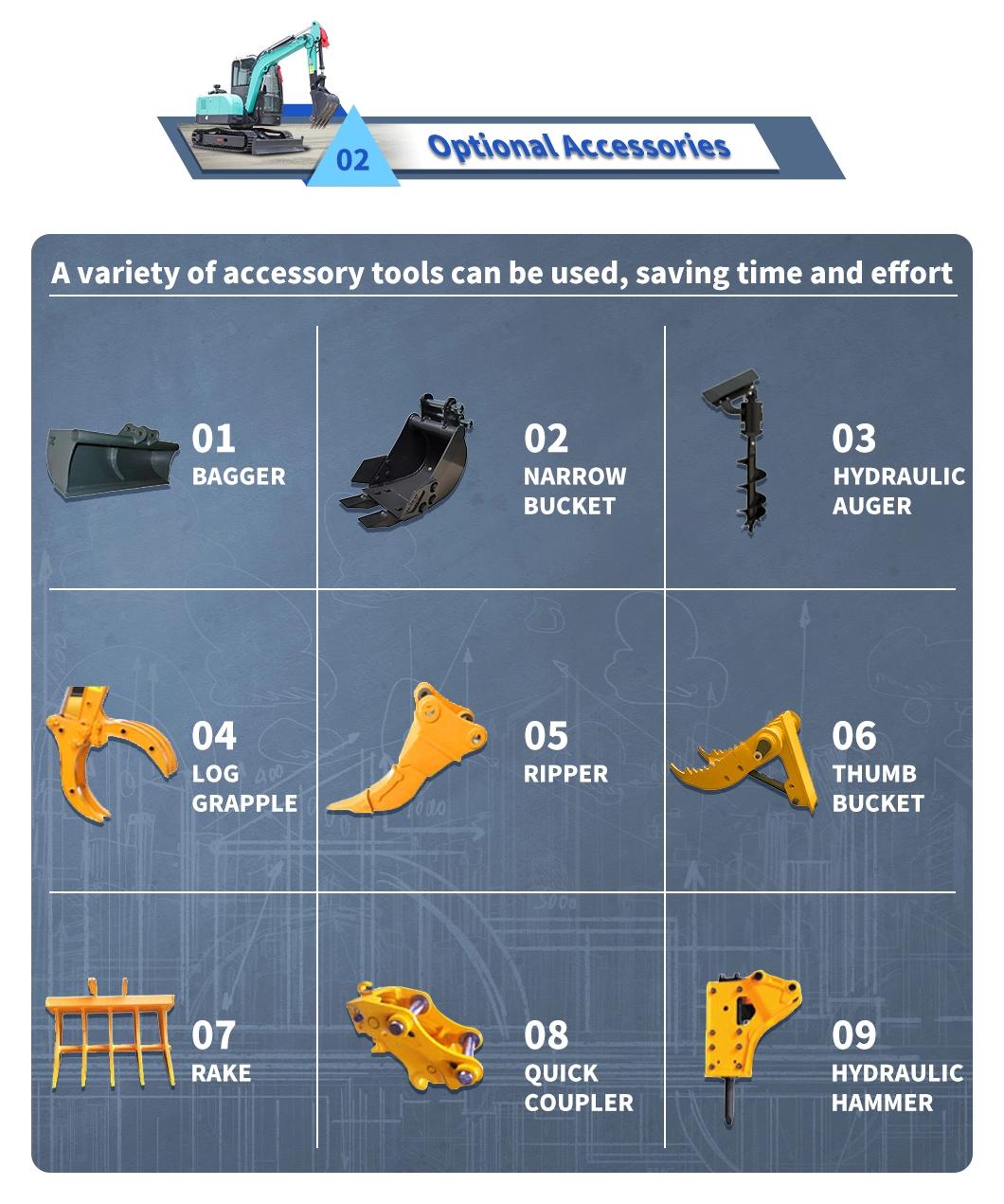 Agriculture Tools and Equipment Small Farming Excavadora Escavator with CE Approval