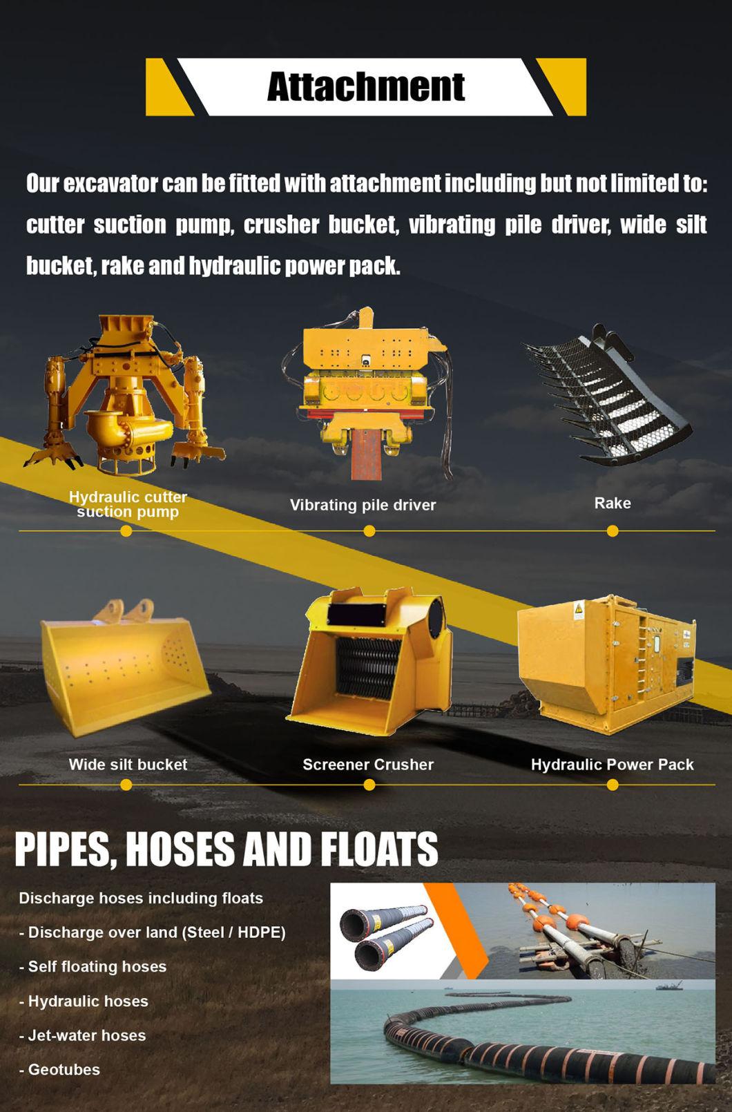 Amphibious Backhoe with Long Reach and Aluminum Track Shoe