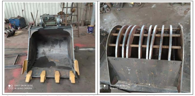 0.6m^3excavator Digger Ditching Screening Trenching Tilt Skeleton Rock Backhoe Sieve Grading Rototill Trapezoidal Shaker Rotating Ditch Cleaning Mining Sifting