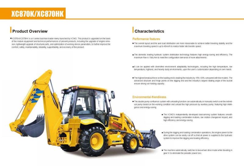 Backhoe Loader Xc870HK Front End Loader and Backhoe for Sale