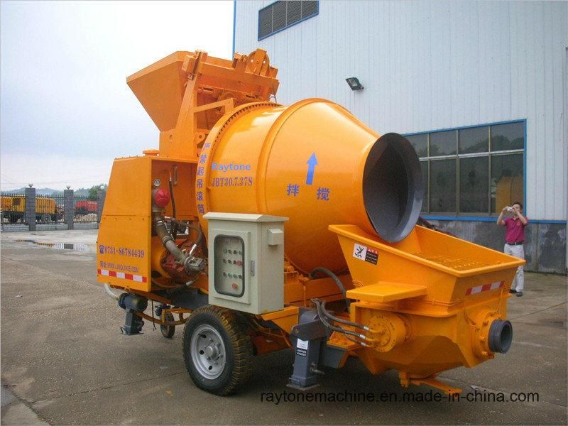 Movable Mobile Trailer Diesel Concrete Pump with Mixer