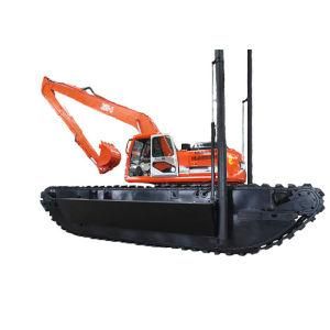 Amphibious Excavator with Floating Pontoon