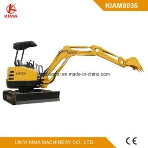 Kima Brand Km8035 Full Backhoe Mini Excavator with Zero Swing Ce