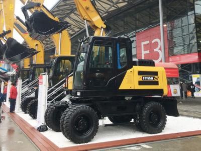 Earthmoving Machinery 0.58m3 Wheel Excavator Sy155W for Construction