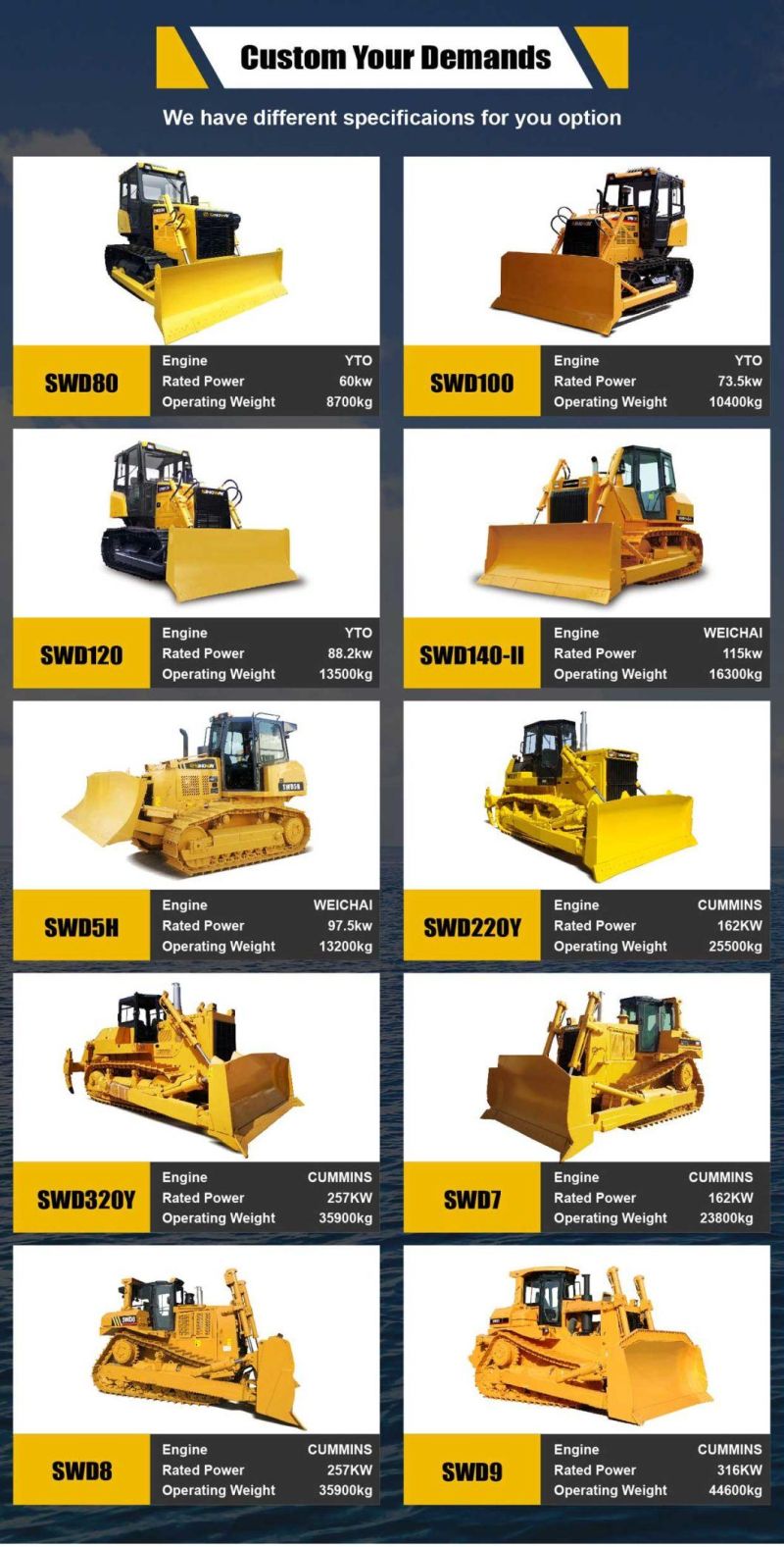 Factory Supply Sinoway Chain Dozer with Hydrostatic Transmission