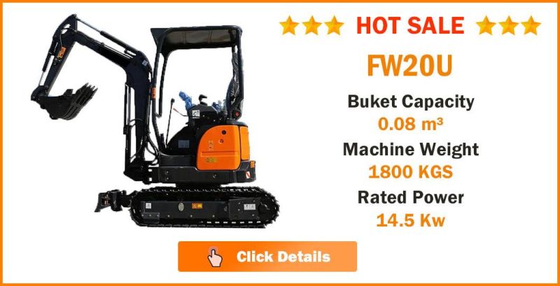 2.7 Ton Fw25u Mini and Compact Rubber Crawler Belt Track Canopy Excavators with CE for Sale