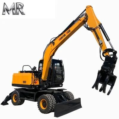 Sugar Cane Log Grapple Grab 9ton Chinese Wheel Excavator