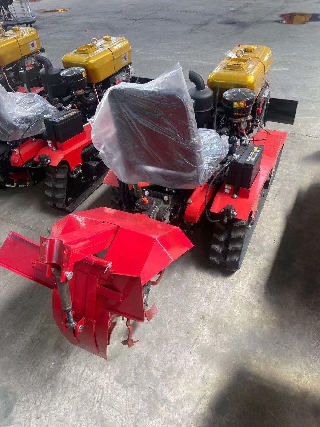 Agricultural Diesel Engine Rotary Cultivator Sitting Drive Crawler Tractor Rotary Tiller