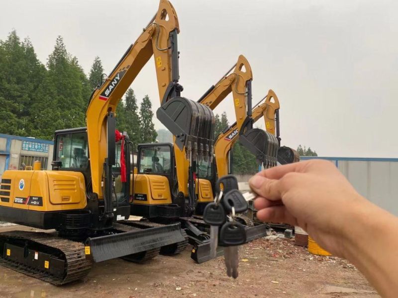 Sany Sy55c Mini Used Small Rubber Chain Crawler Thumb Hydraulic Line 5 Ton Excavator Construction Machinery Equipment Excavators Excavadora Usada Excavatrice