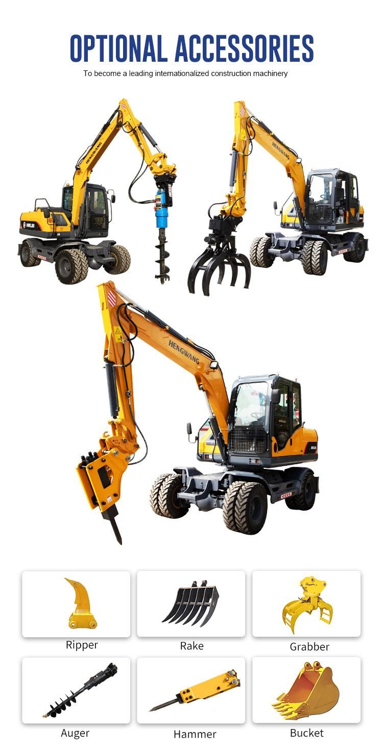8t Wheel Excavator with Bucket and Big Power Cooling Air-Conditioning and Best Price