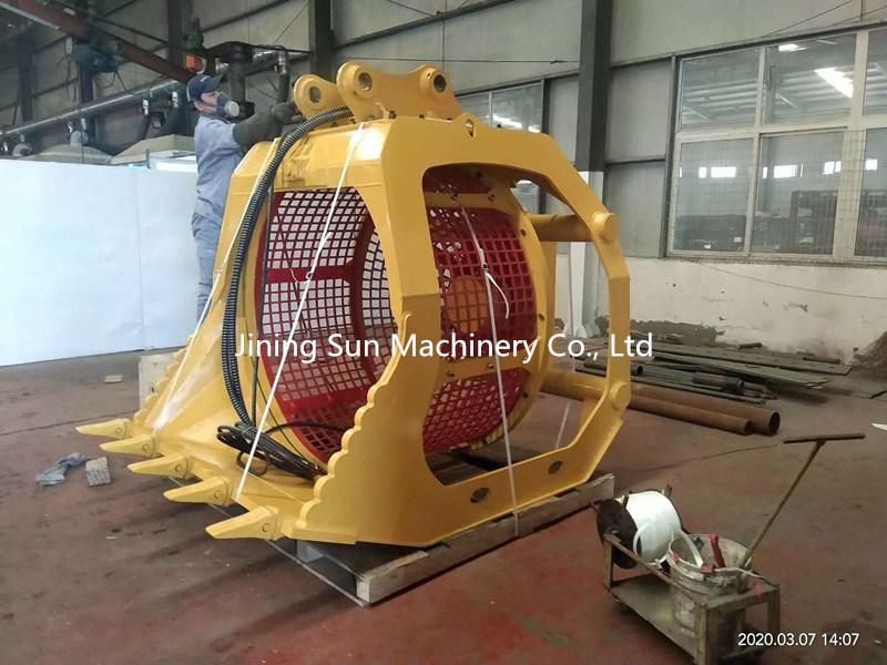 Excavator Sieve Bucket with Rotary Drum for 10-16 Tons Excavators