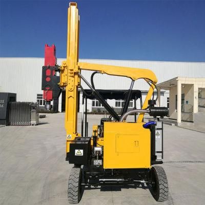 Four-Wheel Hydraulic Pile Driver Used for Piling Guardrail Column