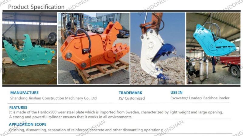 High Performance Concrete Demolisher Hydraulics for Excavators Hydraulic Pulverizer