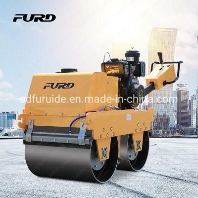 Handheld Vibrating Road Roller Double Drum Roller Compactor Pedestrian Road Roller Fylj-S600c