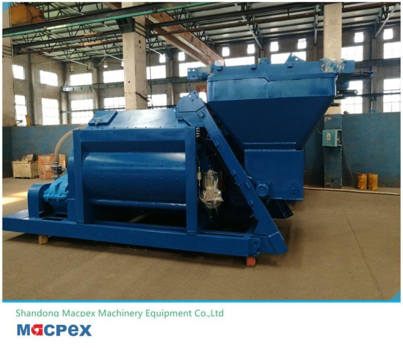 Hydraulic Discharge Twin Shaft Concrete Mixer with Skip Hopper