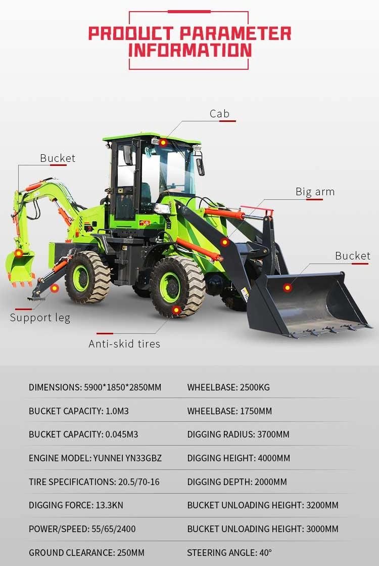 65kw 4700kg Jindingli Mini Small Backhoe Loader Cheap Price From China Jdl30-35