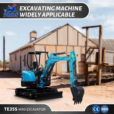 on Sales China Toros 3.3 Ton Backhoe Mini Hydraulic Crawler Excavator with Bucket / Te35s/ CE ISO EPA Certification/ Farm Construction