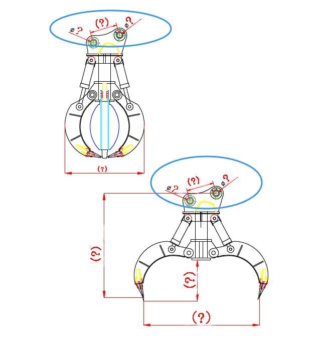 Customized Measurement Hydraulic 4-Rope Orange Peel Grab Bucket