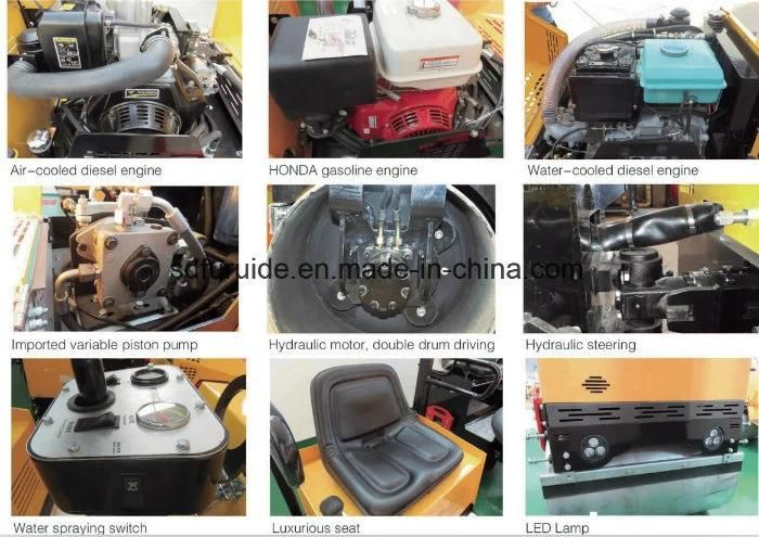 Mini Double Drum Vibratory 1 Ton Road Roller for Compaction