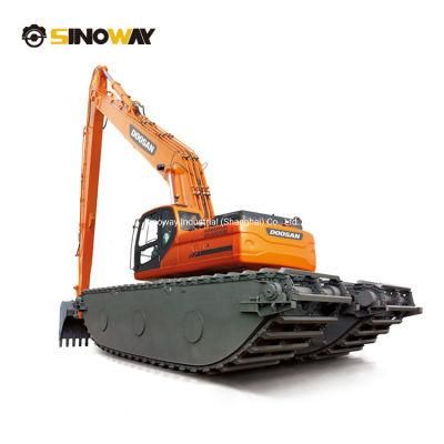 Doosan 15m Boom Amphibious Excavator with Floating Pontoon for Dredging