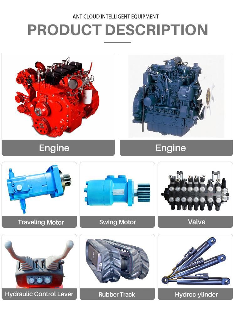 Ant 0.8t 1t 2t Mini Excavator 360 Degrees Rotation Excavator