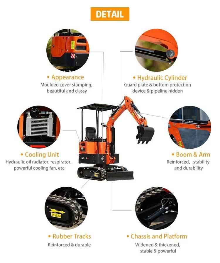 CE EPA China Mini Hydraulic Excavators Small Mini Excavator 1ton Cheap Price for Agricultural Excavator