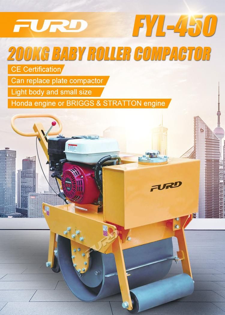 Manual Road Roller Double Drum Asphalt Roller Vibratory Roller for Sale Fyl-450