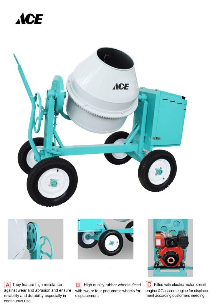 Self Loading Mini 350L Portable Diesel Concrete Mixer with Light Weight