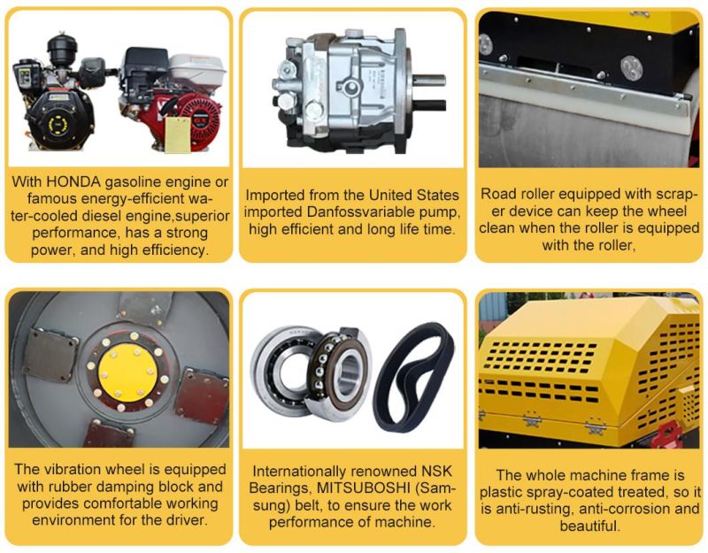 High Benefit Compact Body Ride on 865kg Road Roller Double Drum