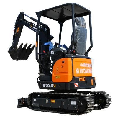 with CE EPA 1ton 2 Ton SD20u Mini Digger Earth-Moving Excavator