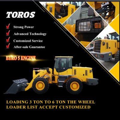 Toros Hydraulic Farm Use 2 Ton Front End Compact Tractor Wheel Loader with Pallet Fork