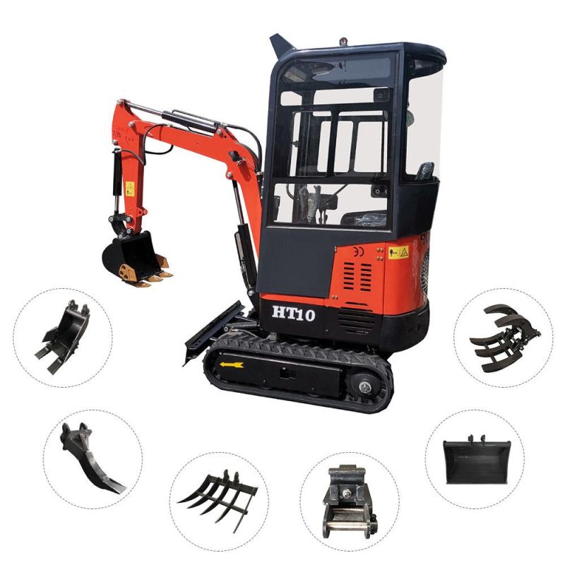 Promotional Cheap 1.0 Ton Mini Digger Crawler Excavator with Cab Crawler Mini Excavator for Sale