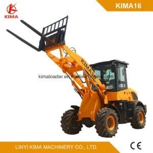 Kima16 Rops/Fops Ce Approved Small Frond End Loader with 1.6 Ton Rated Load