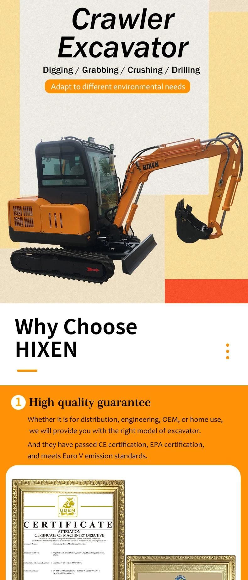 China Small Mini Digger Hot Sale with Kubota Engine CE New Crawler Hydro Mini Excavator