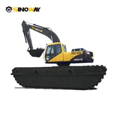 Swamp Excavator with Floating Pontoon Swea150 Amphibious Excavator for Sale