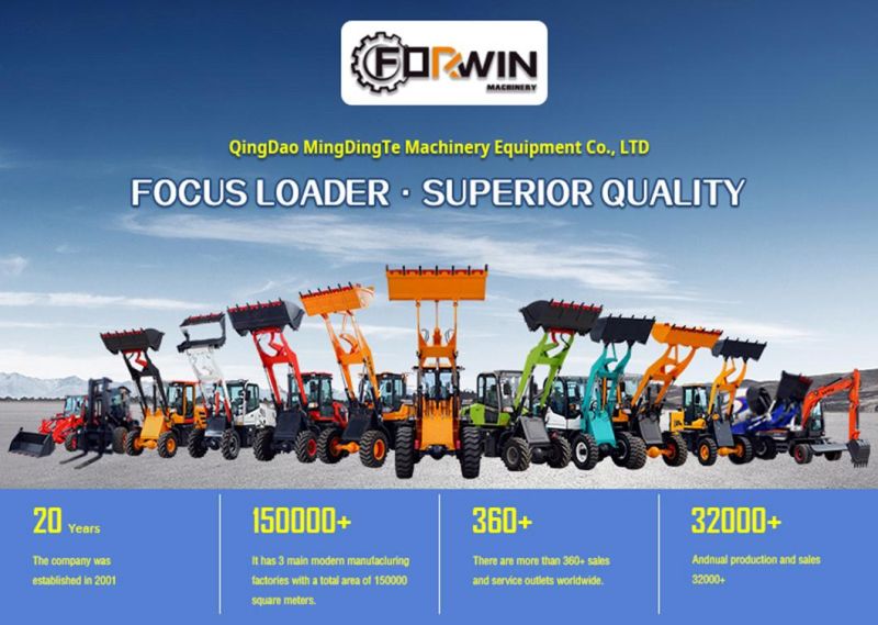 China Famous Construction Machinery Equipment Small Front End Shovel 1.5 T Compact Bucket Hydraulic Mini Wheel Loader Fw915b with CE