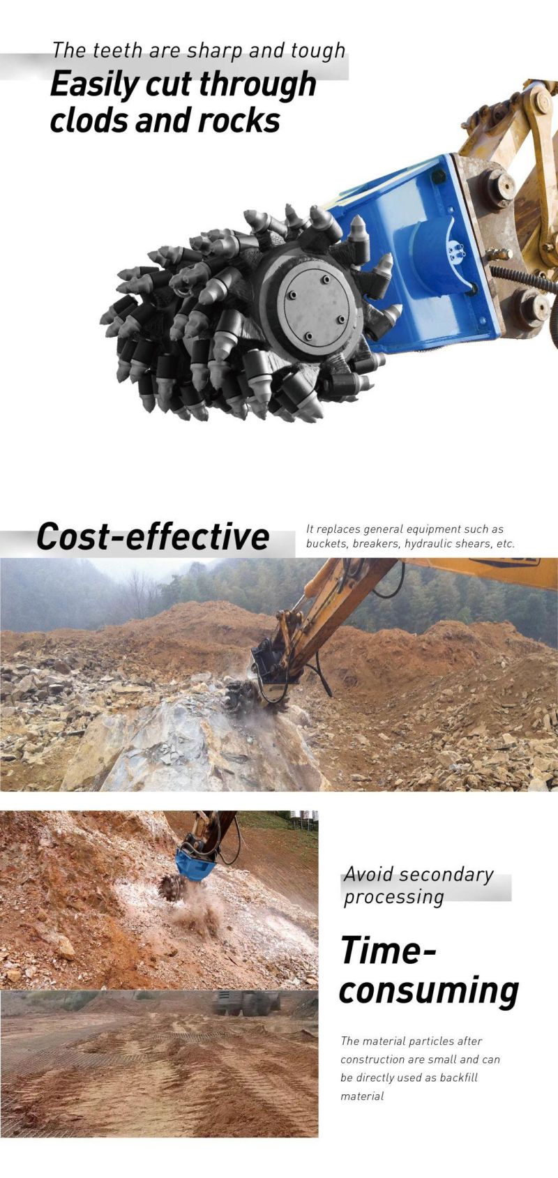Yichen Drum Cutter Transverse Drum Cutter for 45-60t Excavator Tunneling Equipment Recise Control of Tunnel and Road Construction