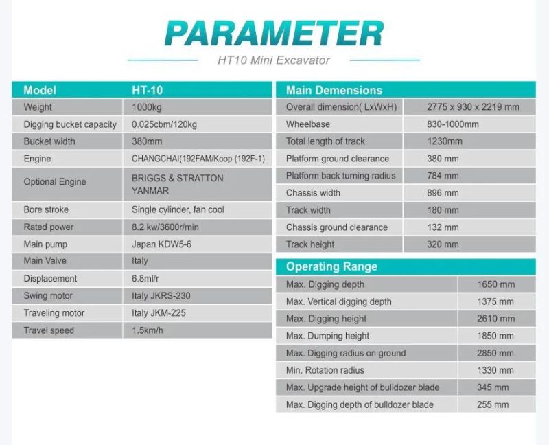 Hot Selling Ht10b Mini Excavator with Roof for Sale