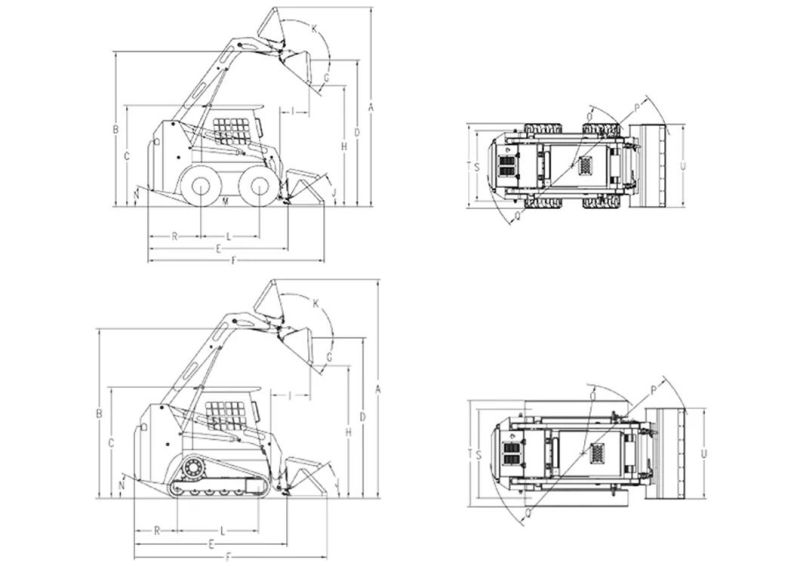 Construction Machinery 75HP Multifunction Skid Steer Loader Rated Loader 950kg