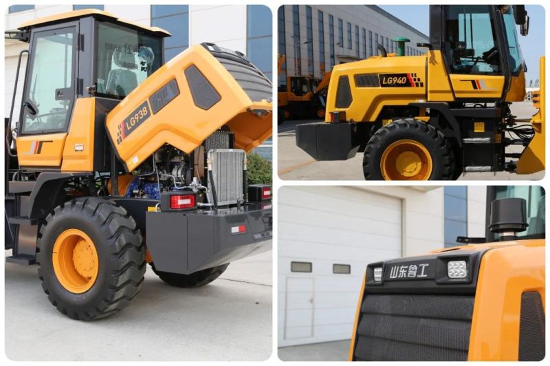 China 4105 Engine Turbo Lugong LG940 Turbo Loader with Grapple Bucket for Log Clamp Wood