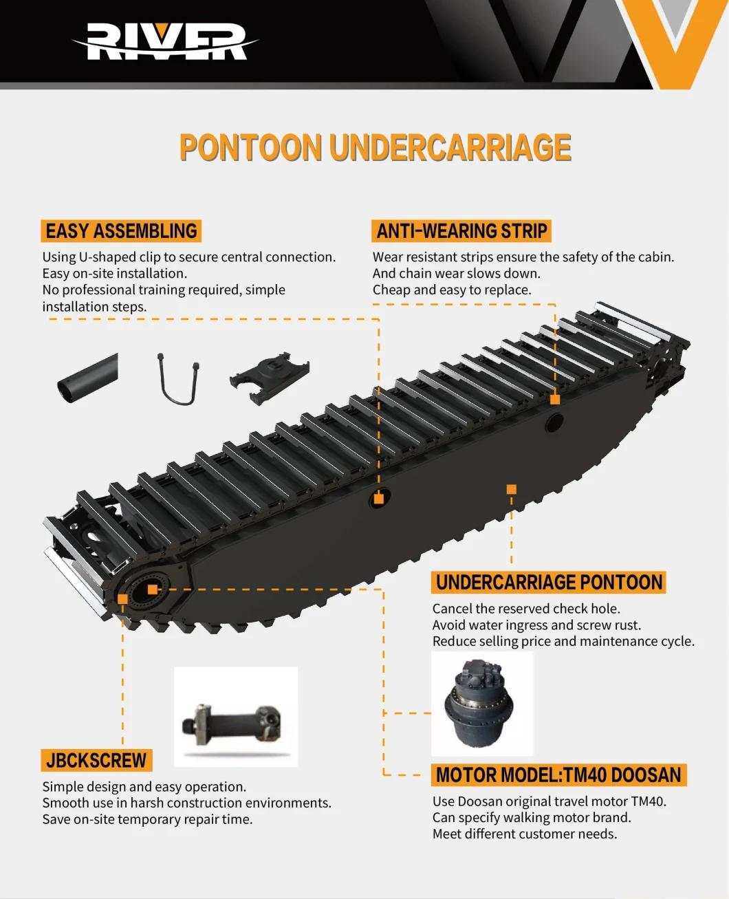 Customized Used Cat 320c Wetland Amphibious Excavator with Brand New Pontoon Undercarriage and Long Reach Arm Best Price