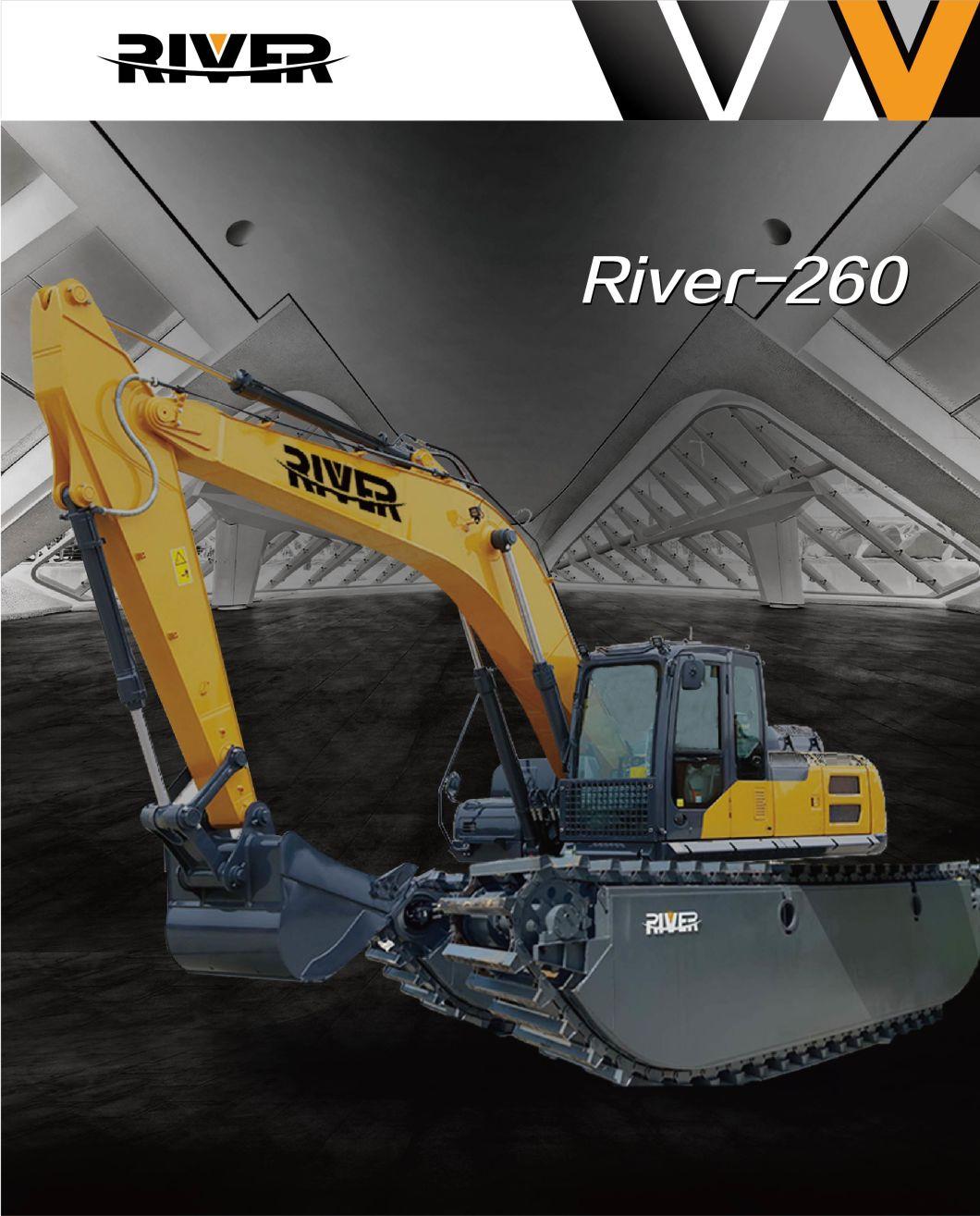 River-260 Amphibious Pontoon Excavator Non Mini Excavator Digger Brand New Not Used Excavator Flexible in Swamp Canal Wetland Lake for Sale Factory Price
