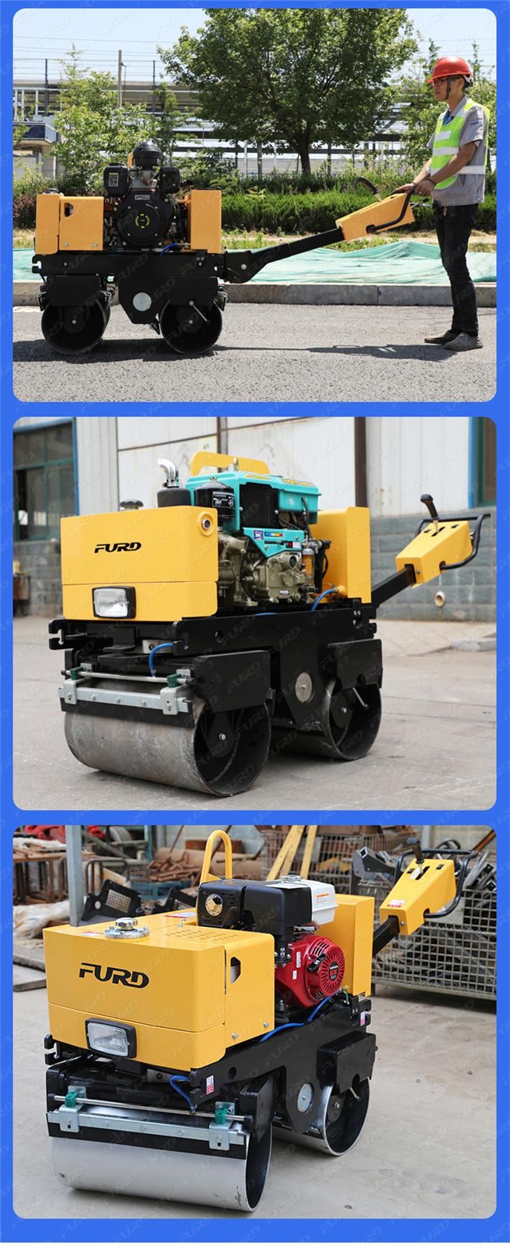 800kg Hydraulic Drive Walk Behind Double Drums Vibratory Road Roller