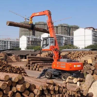 BONNY New 35 Ton BHW35-8 Wheel Hydraulic Material Handler for Wood/ Log/ Timber Handling on Wharf