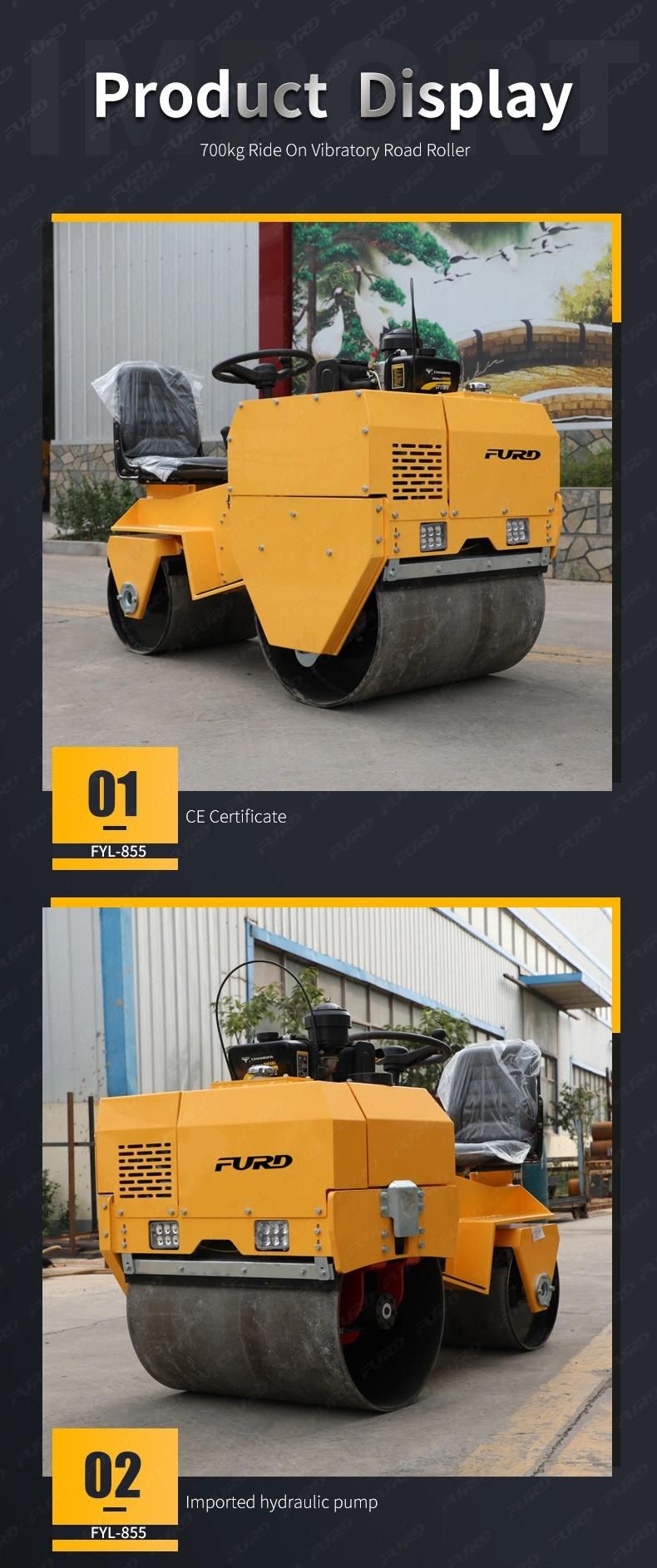 High Quality Road Compaction 1 Ton Vibratory New Road Roller Fyl-855