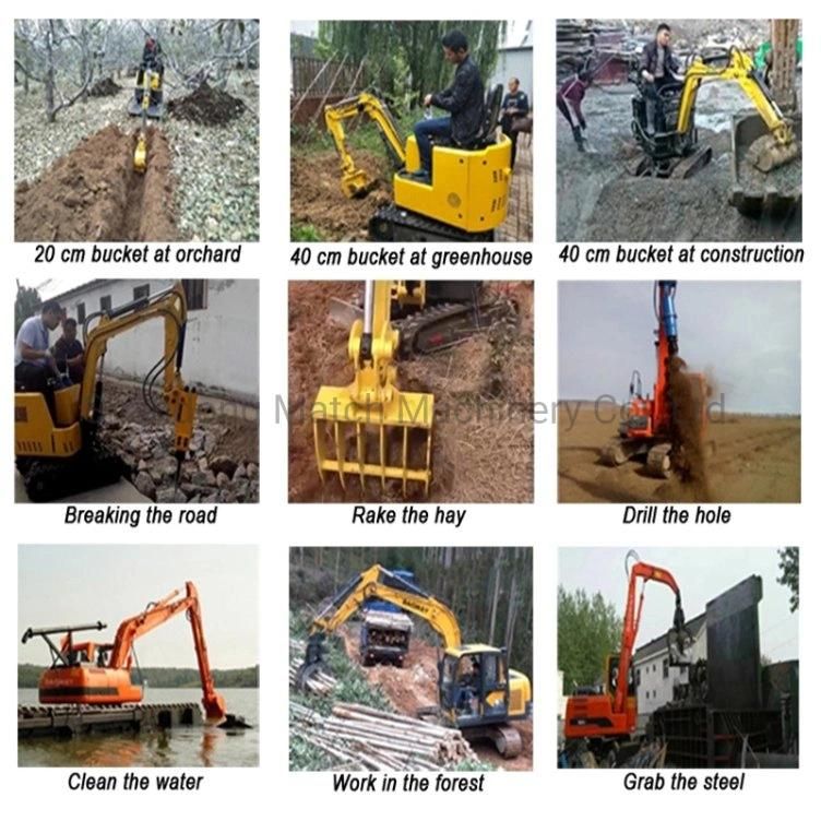 Hydraulic Mini Excavator 1500kg with Breaker, Auger, Ripper, Gripper